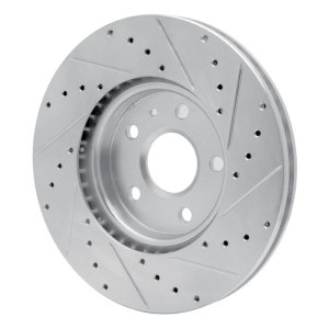 Buick ALLURE Brake Rotor (1) - Front Left - R1 Concepts - Drilled & Slotted - Silver - `10-`25